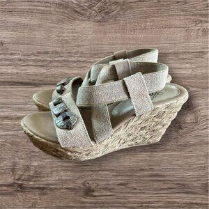 Azura Espadrille Wedge Open Toe Sandals Shoes Tan Artsy ITALY NEW 36 (6)